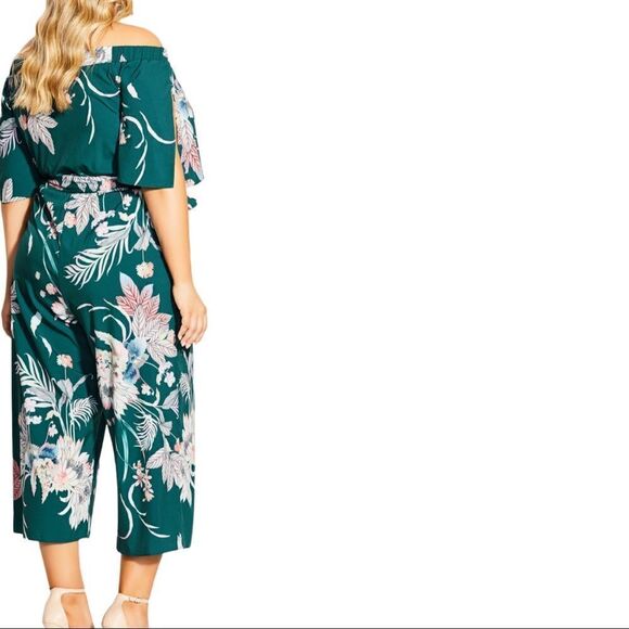 City Chic Jumpsuit in Emerald Amazon Lily Print - Picture 8 of 8